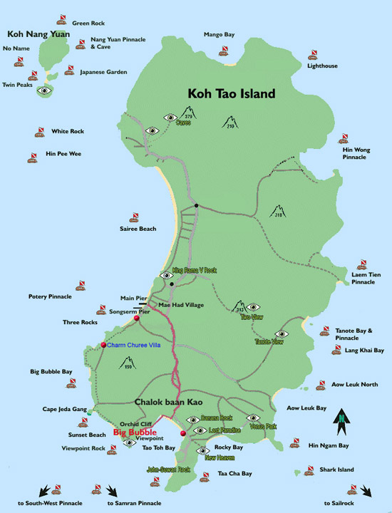 Карта острова Тао